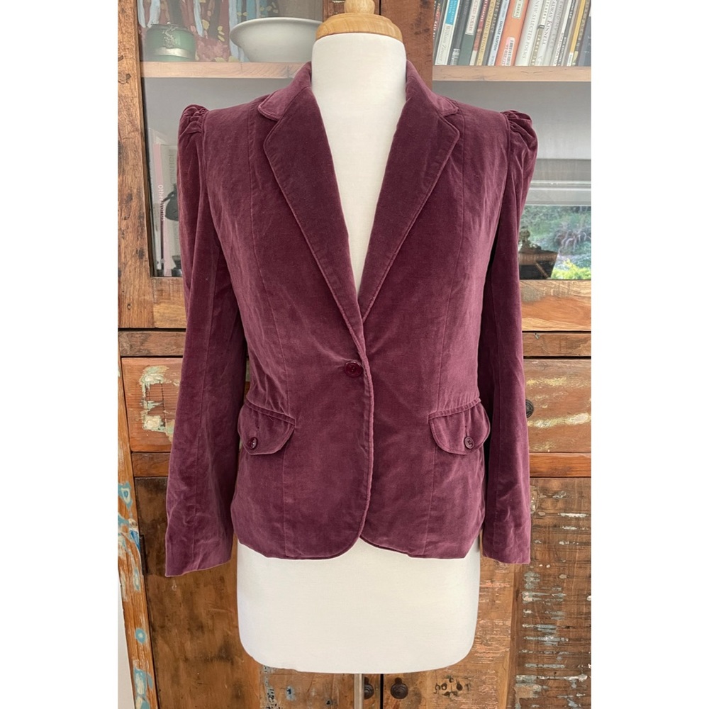 Purple Vintage Puffed Sleeve Velvet Jacket - Picture 1 of 6